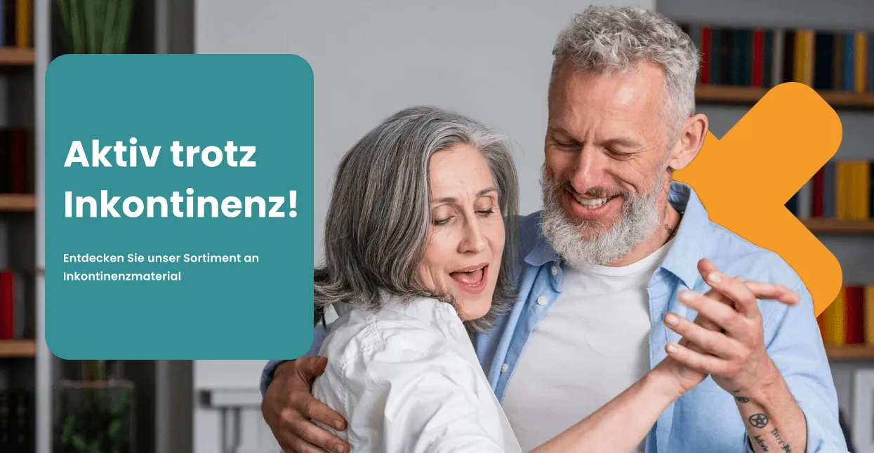 Ein älteres Paar tanzt gemeinsam zu Hause