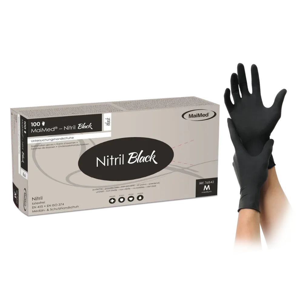 Meditrade Nitril black, Nitril Handschuhe schwarz 100 Stk. - Größe M