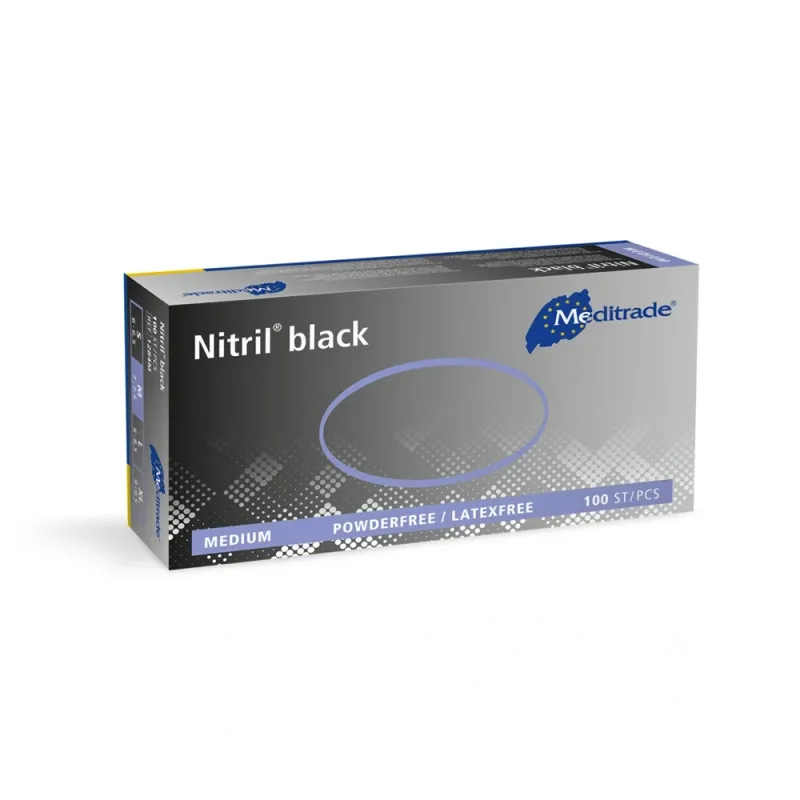Meditrade Nitril black, Nitril Handschuhe schwarz 100 Stk. - Größe M