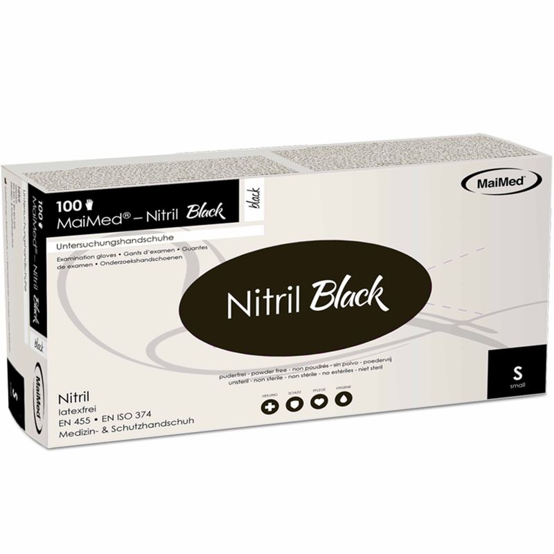 MaiMed Nitril black, Nitril Handschuhe schwarz - Größe M