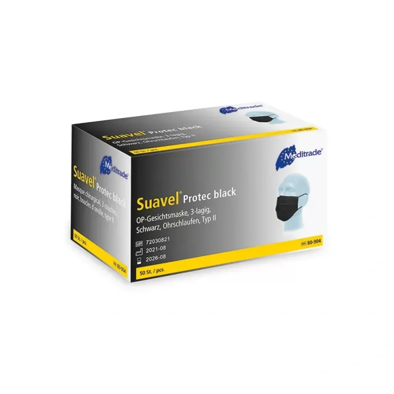 Medizinische Schutzmaske 3-lagig, Typ II - Schwarz