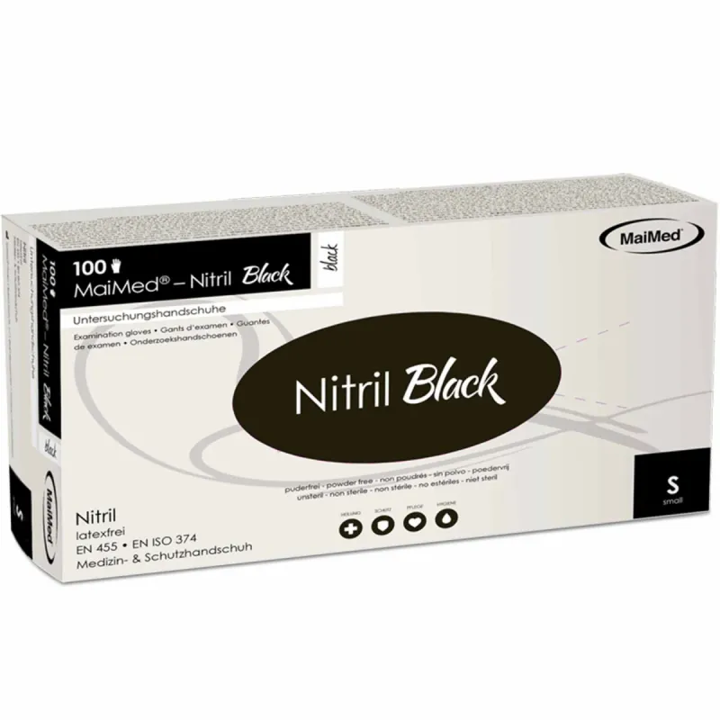 MaiMed Nitril black, Nitril Handschuhe schwarz - Größe S