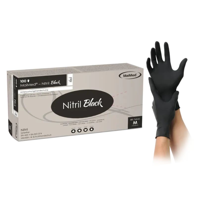 Meditrade Nitril black, Nitril Handschuhe schwarz 100 Stk. - Größe M